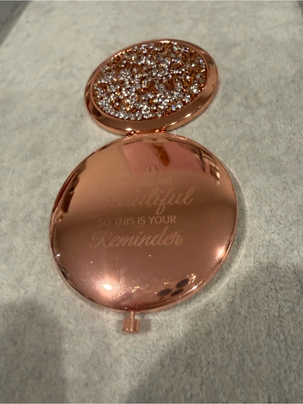 Rose Gold Compact Mirror Portable Pocket Makeup beautiful reminder cute gift